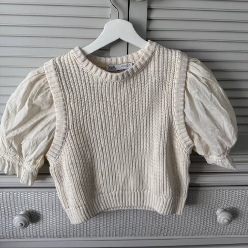 Zara Cream Sweater Blouse Combo Size Small